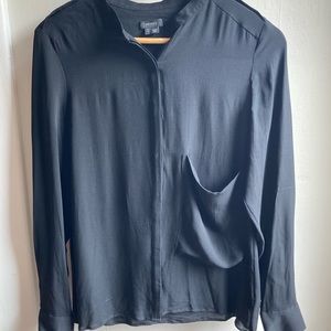 Theory black silk blouse
